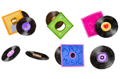 Retro Vinyl Record Clipart PNG Vintage Aesthetic Music Product Image 3