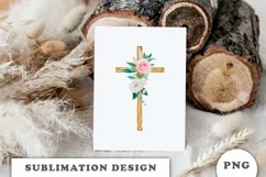 Watercolor Floral cross sublimation Png Product Image 4