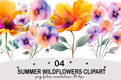 Summer Wildflowers Clipart Watercolor png Product Image 1