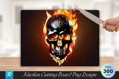 Skull With Fire Cutting Board Sublimation Design Product Image 1