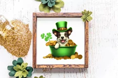 St Patricks Day Dog with Gold Coin Clipart, St Patricks Day Product Image 1