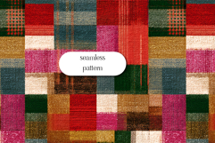Colorful Patchwork Seamless Pattern, Textured Fabric Print Product Image 1