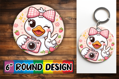 Whimsical Keychain Round Style, Cute Goose Product Image 1