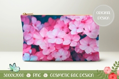 Pink Hydrangea Cosmetic Bag, Pink Cosmetic Bag Template Product Image 1