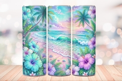 Floral Beach 20 OZ Skinny Tumbler Wrap Sublimation Png. Product Image 4