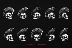 10 Bundle Dark Art Raven Bird Crow Skull Gothic Horror Product Image 6