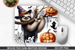 Sloth Mouse Pad Sublimation, Halloween Mouse Pad PNG Product Image 1