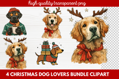 4 Christmas Dog Lovers Clipart | Festive Holiday Puppy PNG Product Image 1