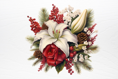 Christmas Flower Bouquet Clipart PNG Product Image 4