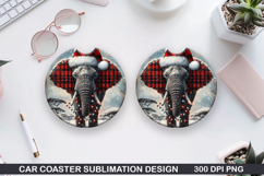 Elephant Car Coaster Sublimation| Christmas Coaster PNG Product Image 1