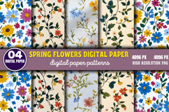 Spring Flowers Digital Paper Bundle PNG Product Image 5