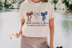 Red White &amp; Blue 250 Anniversary PNG T-Shirt|4th of July PNG Product Image 4