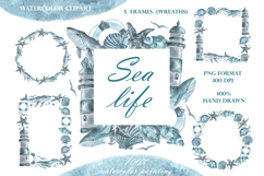 Sea life watercolor set. Nautical. Scandinavian. Product Image 4