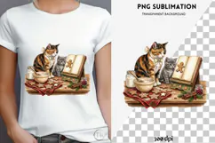 Christmas bookish cat png design for T-shirts Product Image 4