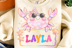 Brushstroke Custom Name Crab PNG, Summer Crab PNG, Summer Product Image 3
