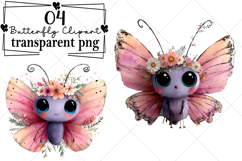Whimsical Butterfly Flower Clipart Watercolor PNG Product Image 1