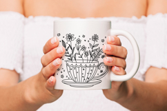 Flower cup SVG, Cup flowers illustration, Flowers in a cup Product Image 3