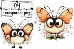 Whimsical Floral Butterfly Clipart Watercolor PNG Product Image 1