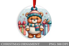 Cute Bear Christmas Ornament. Christmas Bear Sublimation Product Image 1