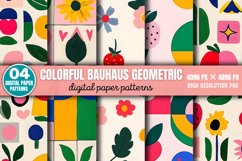 Colorful Bauhaus Geometric Digital Paper Background Bundle P Product Image 5