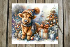 Christmas cow | 4 retro xmas Sublimation Tumbler designs Product Image 4