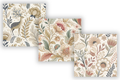 Luxury Folk Floral Seamless Patterns Bundle, Elegant Ivory Product Image 4