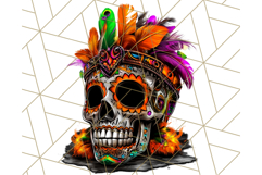Bright Sugar Skull PNG Clipart, Halloween Colorful Skull Png Product Image 4