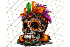 Bright Sugar Skull PNG Clipart, Halloween Colorful Skull Png Product Image 4