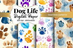 Dog Paw Digital Paper Seamless Scrapbook Paper Product Image 1