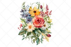 Watercolor Floral Bouquet Clipart Bundle, Transparent Product Image 4