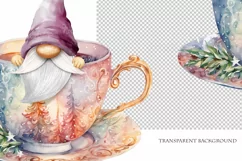 Watercolor Christmas gnome in tea mug, Gnome PNG Product Image 4
