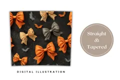 Orange Bows Tumbler Design, Cartoon Halloween Bats Tumbler Product Image 4