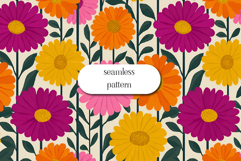 Bright Retro Floral Seamless Pattern | Colorful Flowers Product Image 1