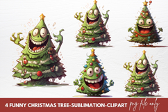 Funny Christmas Tree Sublimation Clipart Product Image 1
