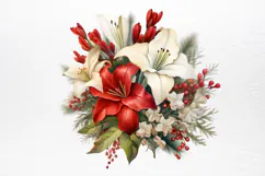 Christmas Flowers Watercolor Clipart PNG Product Image 4