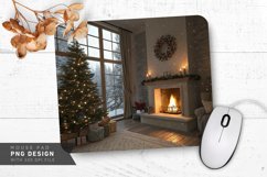 Cozy Holiday Room Fireplace and Christmas Tree Mouse Pad PNG Product Image 1
