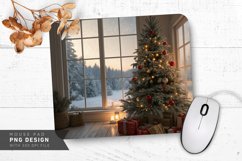 Serene Christmas Morning with Snowy Window Mouse Pad PNG Product Image 1