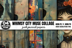 Whimsy City Muse Collage Journal Paper PNG Product Image 1