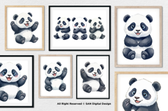 15 Bundle Watercolor Panda Animal Fat Black White Chinese Product Image 4