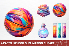 Pastel School Sublimation Clipart, Back to School Clipart Product Image 1