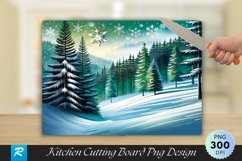Evergreen Forest with Snowflakes Cutting Board PNG Design Product Image 1
