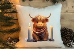 Cute Christmas Highland Cow Clipart, Christmas PNG Product Image 4