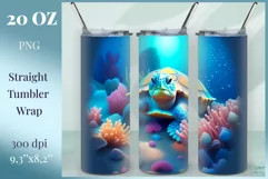 Tumbler Sublimation Design Sea Turtle / Tumbler Wrap / PNG Product Image 1
