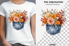 Autumn denim pocket png design for T-shirts Product Image 4