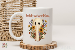 Socially Awkward Ghost PNG, Floral Halloween Sublimation Product Image 3