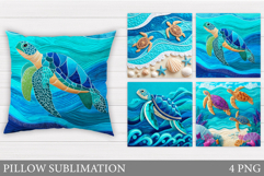 Sea Turtle Pillow Design. Sea Turtle Sublimation Product Image 1