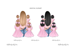 Mother daughters clipart, mom 4 girls clipart, mom clipart Product Image 3