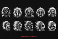 10 Bundle Dark Art Indian American Skull Skeleton Warrior Product Image 6