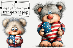 4th of July Teddy Bear Clipart Watercolor PNG Product Image 1