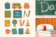 Back to School Clipart and Stickers. School Supplies Product Image 2